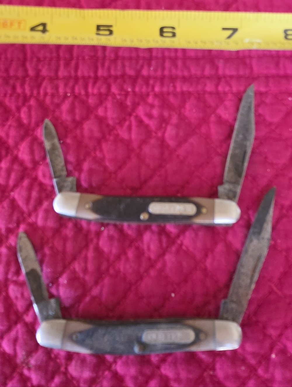 Schrade Old Timer Vintage Set of 2 Pocketknives in Black_Brown Handles